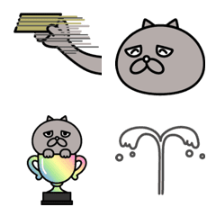 灰色猫ちゃんのワクワク絵文字