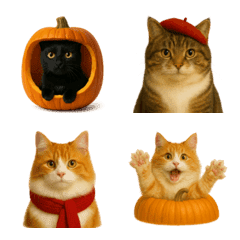 Cozy Realistic Autumn Cat Emojis