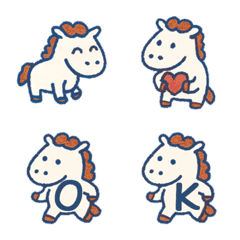 可愛白馬表情+26英文字母(霧灰藍色)