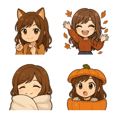 Warm Autumn Girl Emojis - Reactions