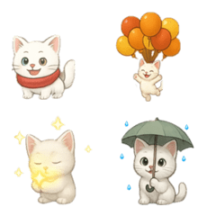 อิโมจิปฏิกิริยาลูกแมวสีขาว ฤดูหนาว