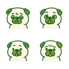かわいいパグの日々の気分-緑2
