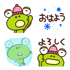 冬感じる絵文字なかいさんちのかえる