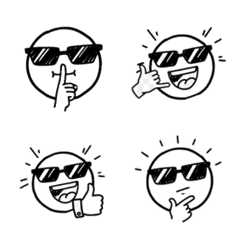 A pen drawing of him wearing sunglasses