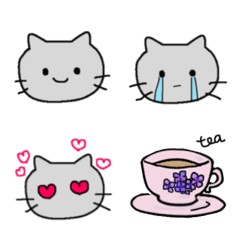 simple cute blue gray sweet cat face