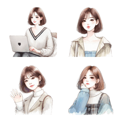 短髮美女表情符號 1