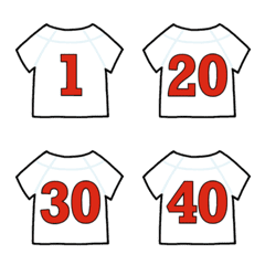 野球背番号絵文字 シンプル数字【1-40】赤