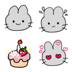 simple cute blue gray rabbit Emoji