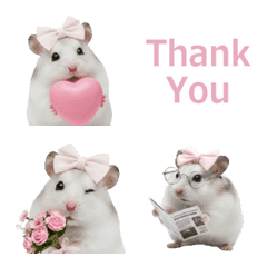 Cute hamster with stylish pink ribbon