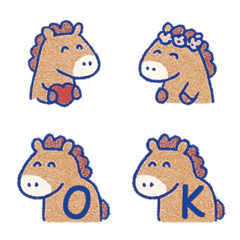 かわいい馬+26英語（ダークブルー）