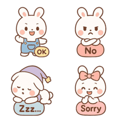 Cute white rabbit emoji no.1