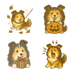 ふわもこ癒し系秋冬シェルティー絵文字