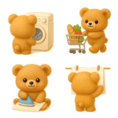 Bear emoji doing housework