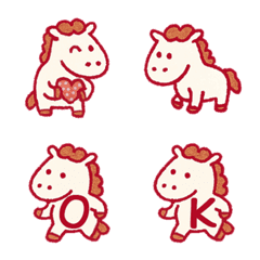 可愛白馬表情+26英文字母(紅色)