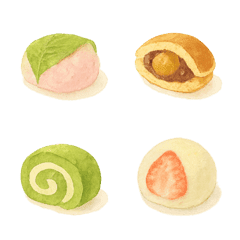 Japanese sweets watercolor style ,fix