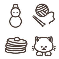 Thick black line drawing emoji.(Winter)