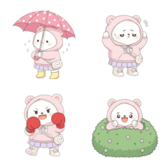 หมีขาวในชุดชมพูน่ารัก