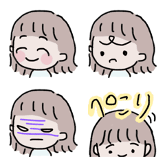 Bob cut girl emoji facial expressions