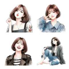 ショートヘアの美しい女性の絵文字 2 (ANM)