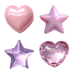 Puffy Gem Drops  Pink Emoji Set