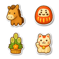 フレークシール風♥かわいいお正月