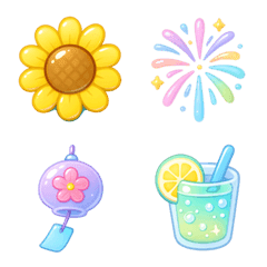 Puffy Sticker-Style Summer Emoji2