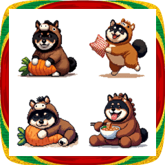 Pixelart 2026 horse year fat black shiba