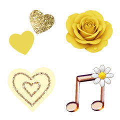Yellow Emoji - Flowers, Cute Hearts
