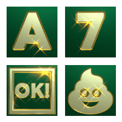animated emoji! cool gold font green 3D