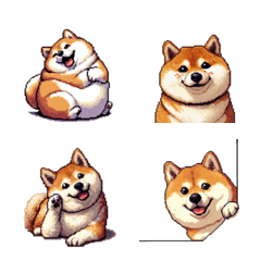 Pixel art thoughtful fat shiba