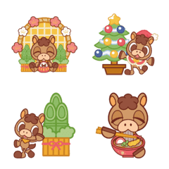 年末年始のぽっぷらうまのこ【絵文字】