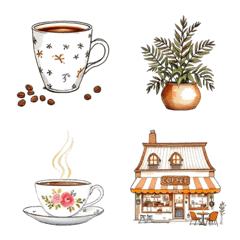 Stylish Cafe Emoji Set
