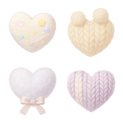 Fluffy Knit Heart Cozy Pastel Emoji Set