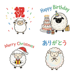 Simple crayon-style sheep emoji
