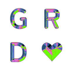 復古炫彩亮眼字母表情貼 35