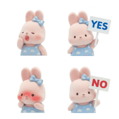 水汪汪大眼睛的粉紅色兔子表情符號