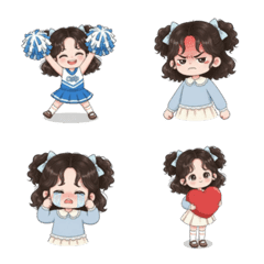 可愛藍色洋裝小女孩表情符號