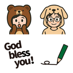 bear costume woman and dog costume man