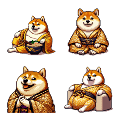 Pixel art boss fat shiba emoji