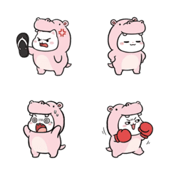 粉紅色河馬小貓表情符號