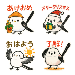 Crayon Long-tailed Tit Daily Emojis