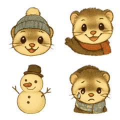 Fluffy Winter Ferret Emojis