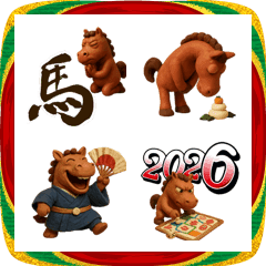 午年2026粘土馬のお正月！３Dリアル