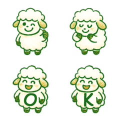動物園のかわいい羊+26英語（濃い緑）
