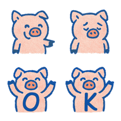 かわいい豚+26英語（青）