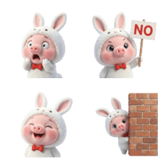 可愛的兔子豬表情符號