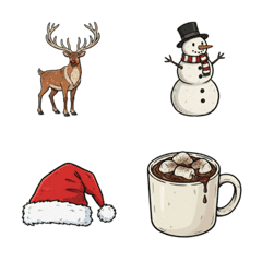 溫馨復古漫畫風聖誕節Emoji