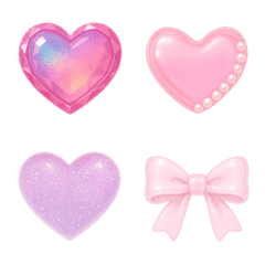 Pink Heart & Ribbon Cute Emojis