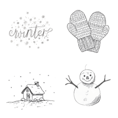 Cute winter pen-drawn emoji