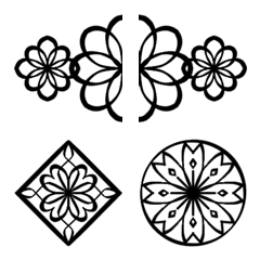 Connected Emoji Geometric Pattern Black